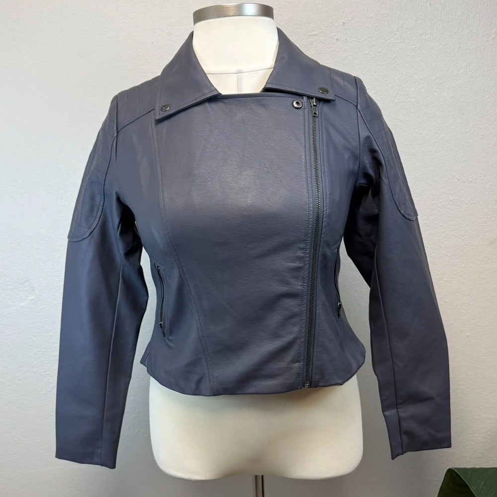 City Chic Slate Grey Biker Jacket - New - Size 12